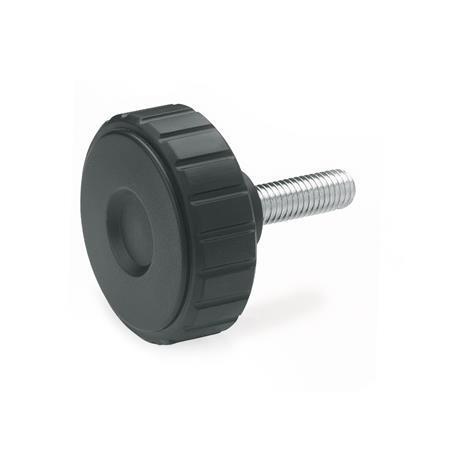 Otto Ganter Knurled Knob with Threaded Stud Softline, GN 4534